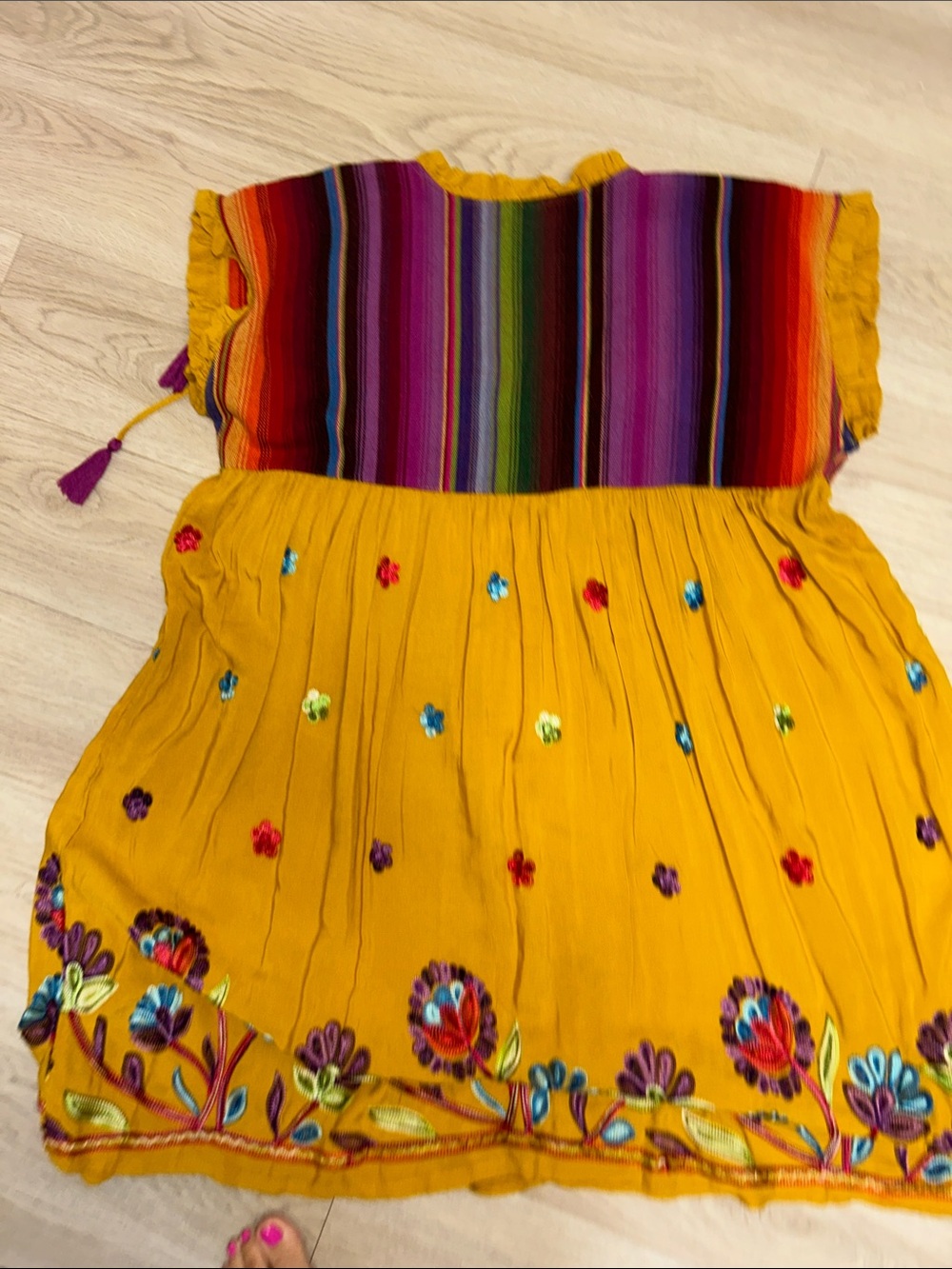 Uncle Frank boutique Mustard Yellow Embroidered serape Dress - Picture 6 of 7
